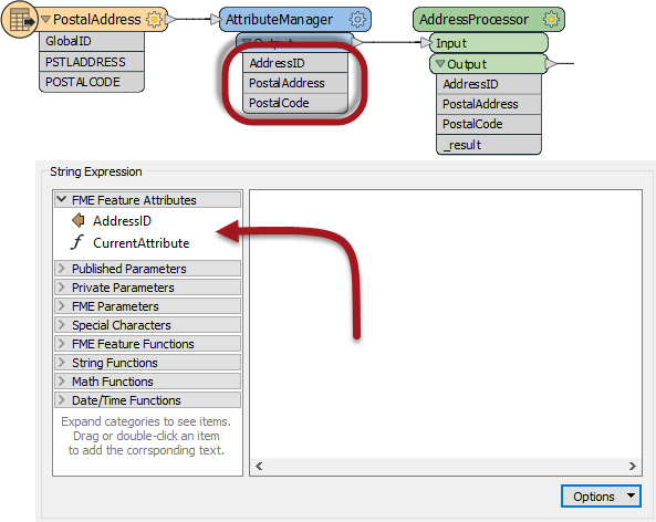Attributes from outside the custom transformer are not present unless exposed